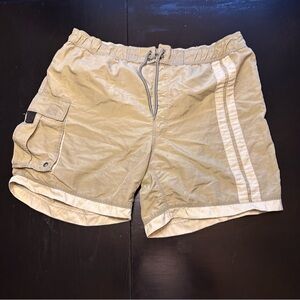 Retro Large Tan Brown Green Board Shorts Swim Suit Wear Swim shorts bathing